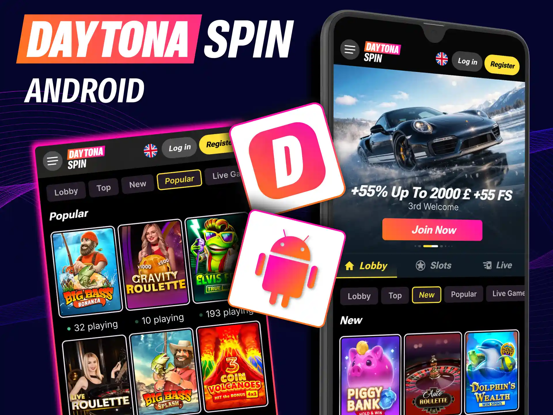 How to install the Daytona Spin Android app through direct APK download.